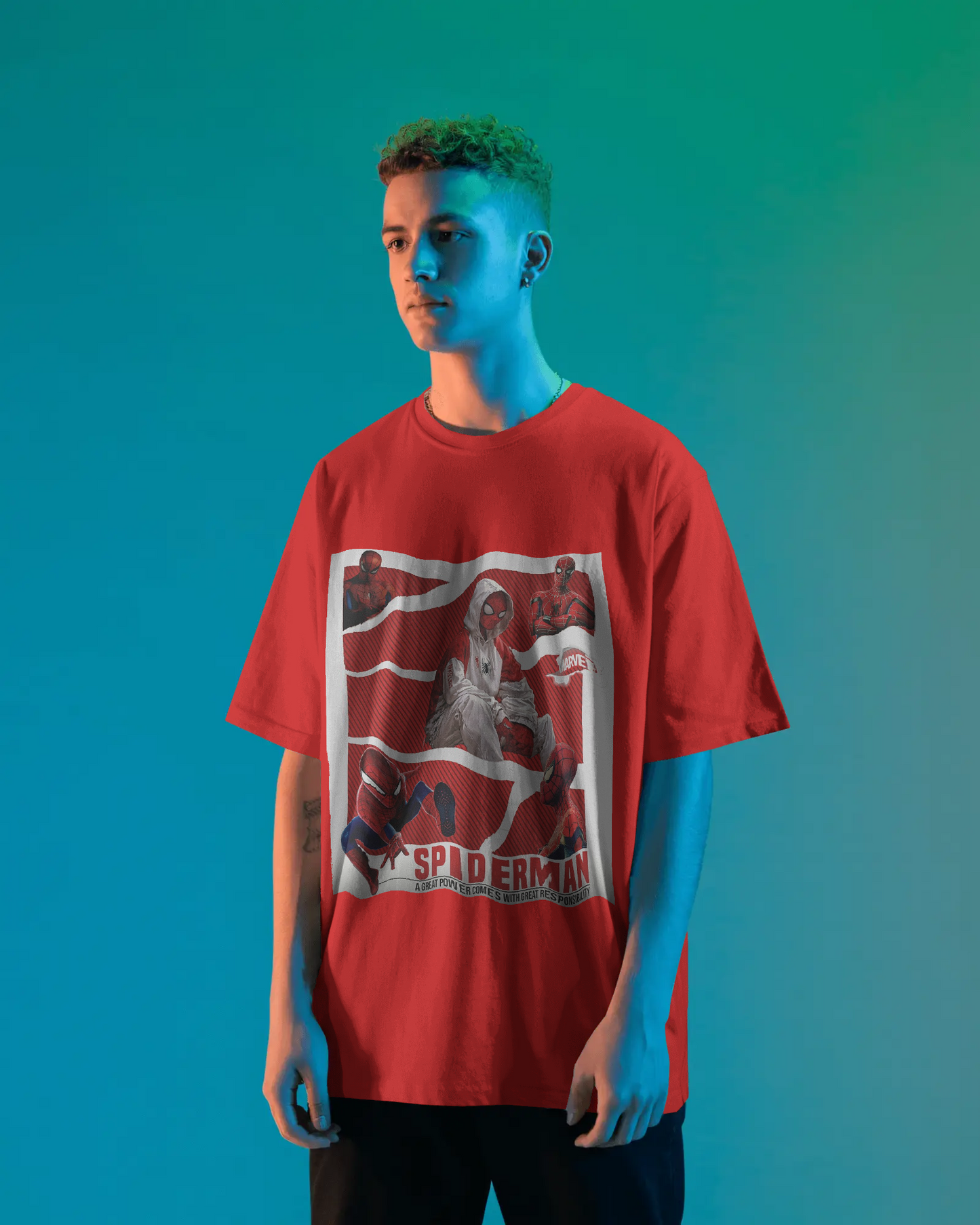 Classic Comic Collage Red T-Shirt | Retro Spider-Man Streetwear Tee