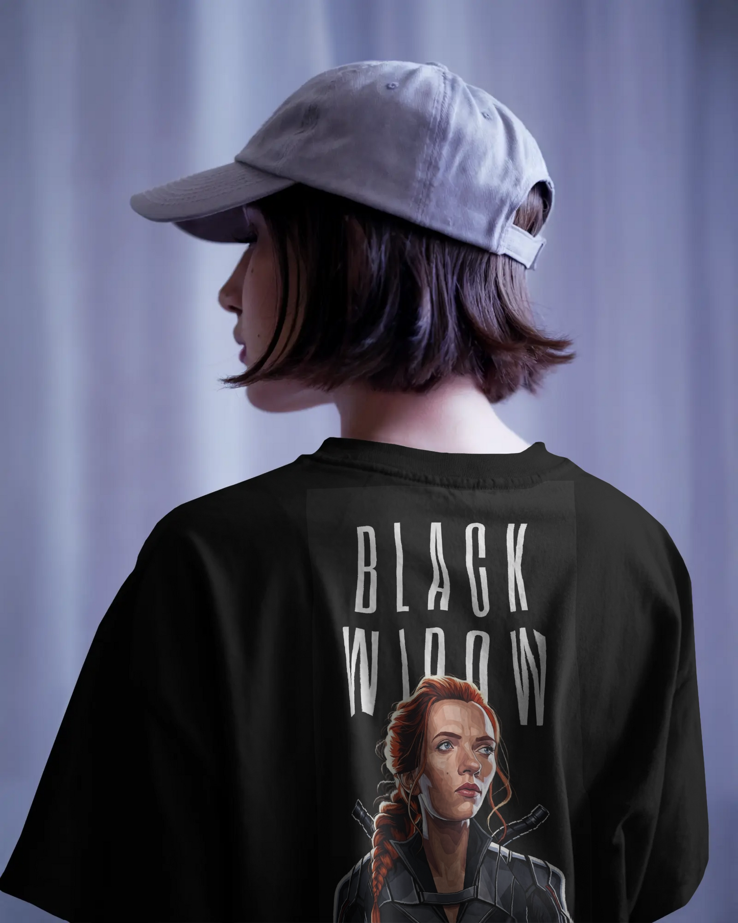 Black Widow Back Print Graphic T-Shirt | Women's Casual Oversized Marvel Tee